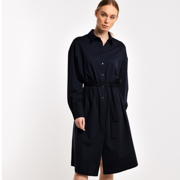 Max Mara Weekend navy button down collar dress L - Picture 1 of 8